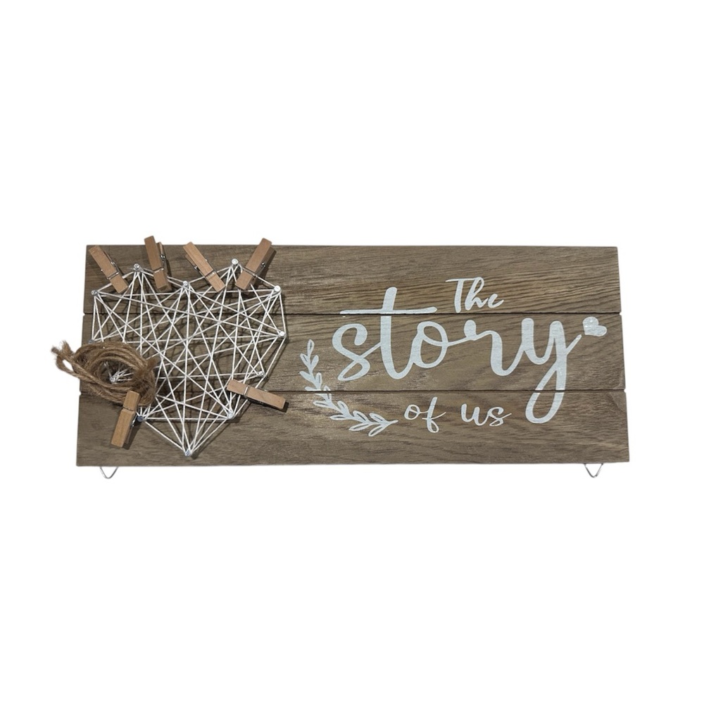 Cocomong
The Story Of Us Sign 
6 Picture Clothespin Clips 
Wall Hang Decoration